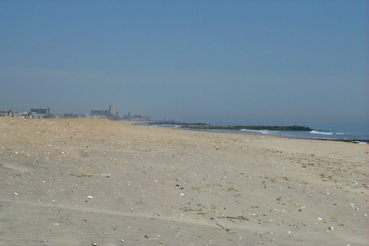 More beach, with Asbury Park in the distance