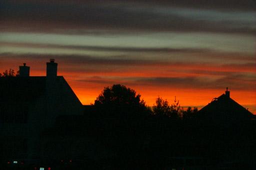 [ later sunset seen from our driveway ]