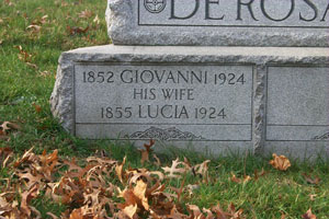 [ Closeup, gravestone of Giovanni and Lucia (Nannariello) De Rosa ]