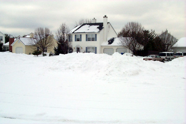 Mound of snow in the middle of the street