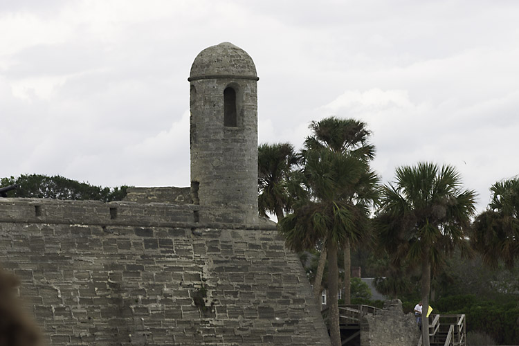 Close up view of one of the Castillo's towers